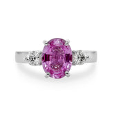 Pink Sapphire & Diamond Three Stone Ring - Dracakis Jewellers